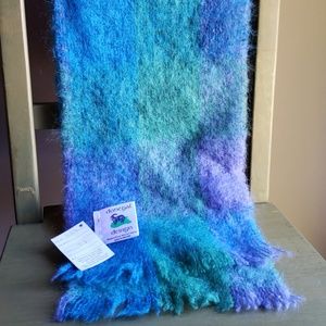 Donegal Design blue green purple wool scarf Irish